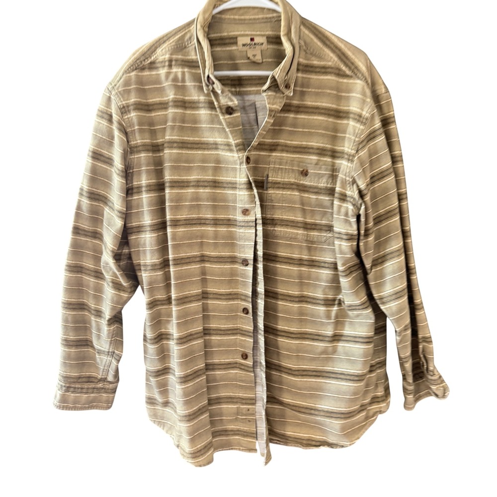 Woolrich Vintage 90s Southwestern Mens XL Barley Blanket Stripe Flannel Shirt
